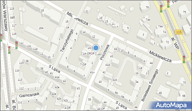 Szczecin, Pocztowa, 1a, mapa Szczecina