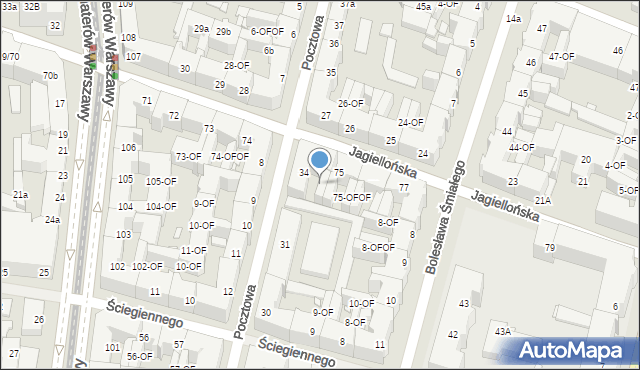 Szczecin, Pocztowa, 34-OF, mapa Szczecina