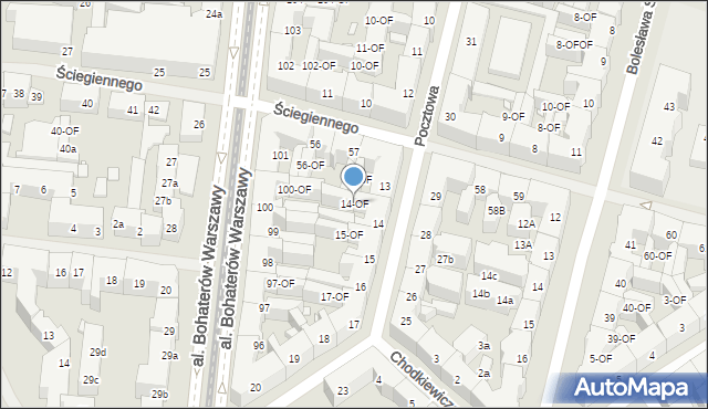 Szczecin, Pocztowa, 14-OF, mapa Szczecina