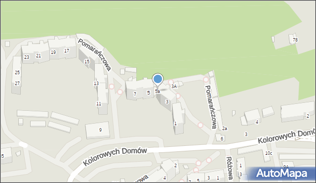 Szczecin, Pomarańczowa, 5a, mapa Szczecina