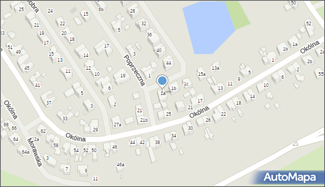 Szczecin, Poprzeczna, 1a, mapa Szczecina