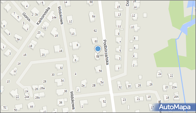 Szczecin, Podbórzańska, 58, mapa Szczecina