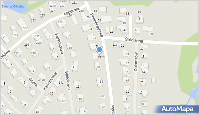 Szczecin, Podbórzańska, 68, mapa Szczecina