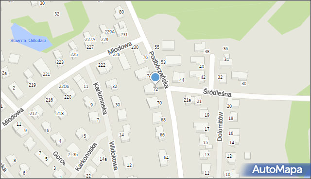 Szczecin, Podbórzańska, 72, mapa Szczecina