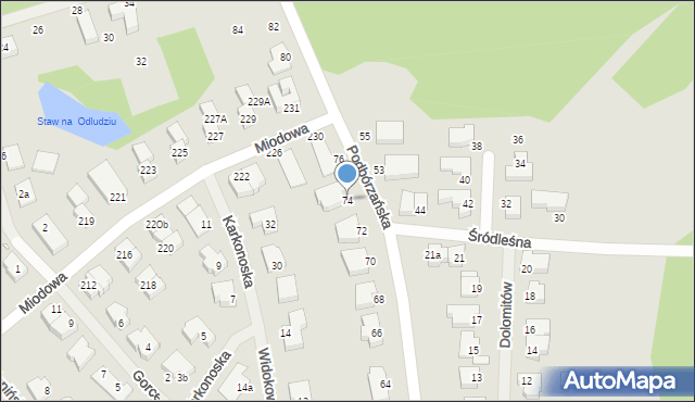 Szczecin, Podbórzańska, 74, mapa Szczecina