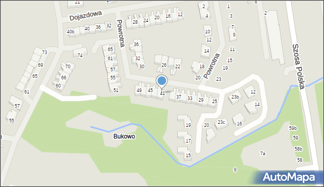 Szczecin, Powrotna, 41, mapa Szczecina