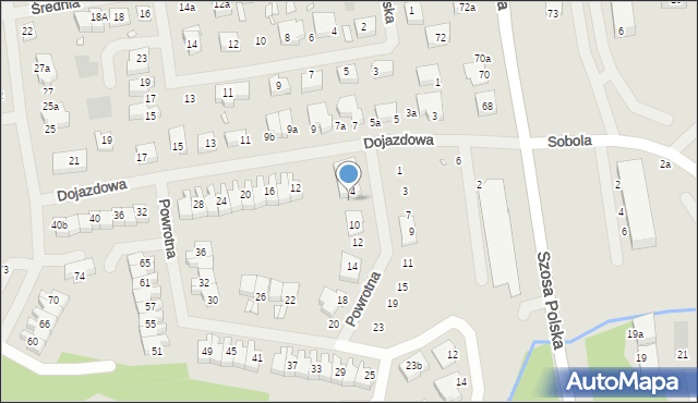 Szczecin, Powrotna, 6, mapa Szczecina