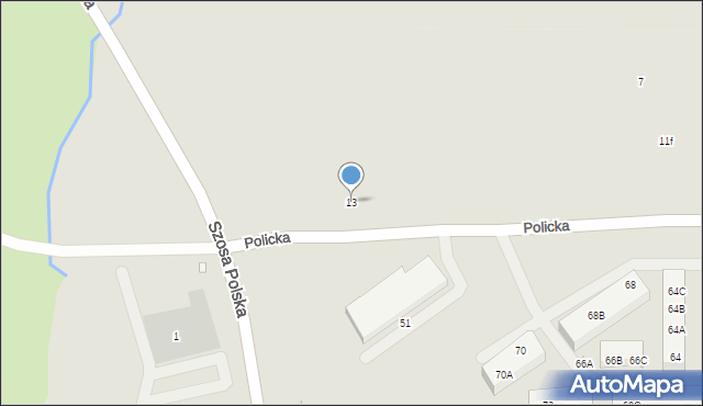 Szczecin, Policka, 13, mapa Szczecina