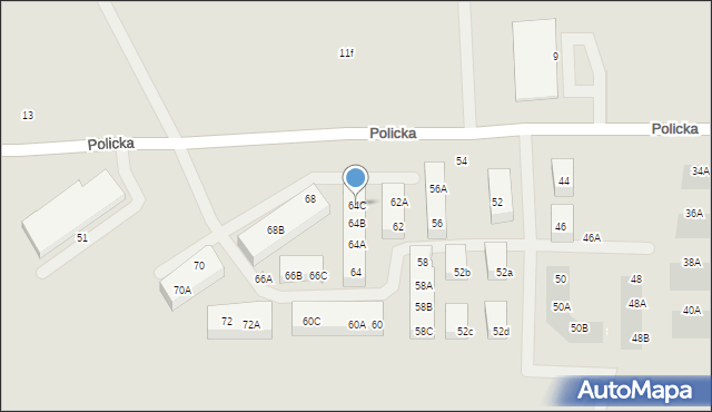 Szczecin, Policka, 64C, mapa Szczecina