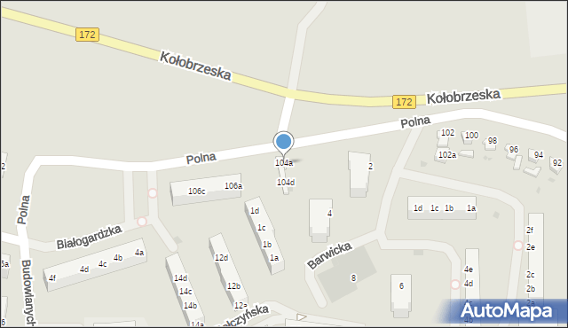 Szczecinek, Polna, 104a, mapa Szczecinek