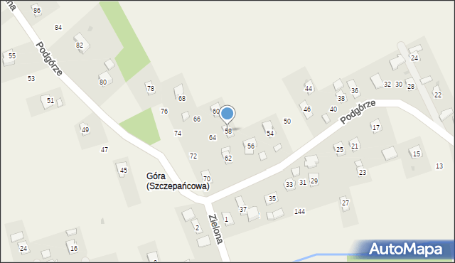 Szczepańcowa, Podgórze, 58, mapa Szczepańcowa
