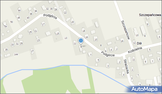 Szczepańcowa, Podgórze, 9, mapa Szczepańcowa
