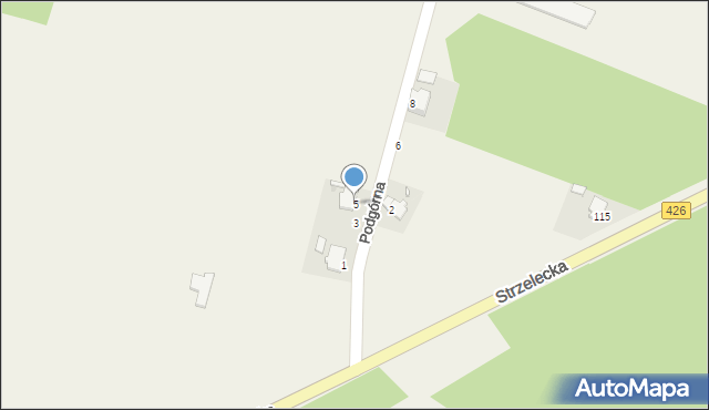 Szczepanek, Podgórna, 5, mapa Szczepanek
