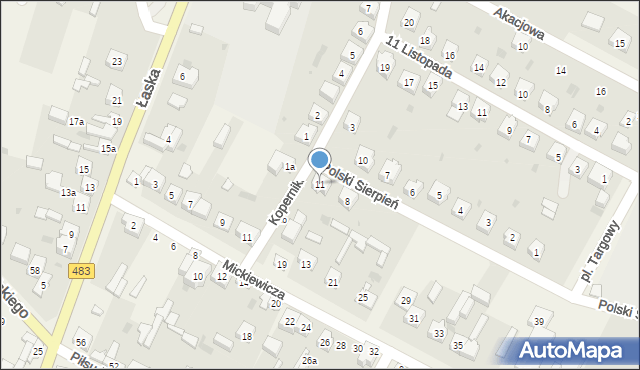 Szczerców, Polski Sierpień, 11, mapa Szczerców