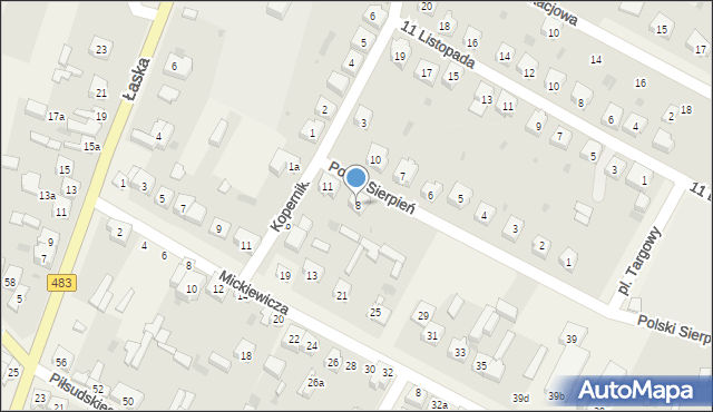 Szczerców, Polski Sierpień, 8, mapa Szczerców