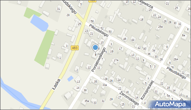 Szczerców, Poniatowskiego, 8, mapa Szczerców