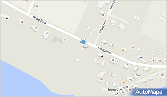 Szczytno, Podgórna, 13, mapa Szczytno