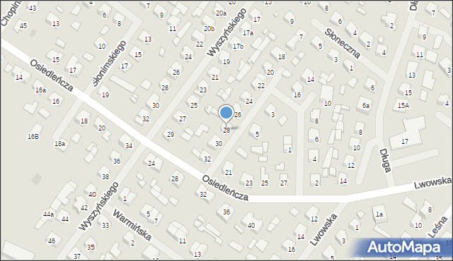 Szczytno, Powstańców Warszawy, 28, mapa Szczytno