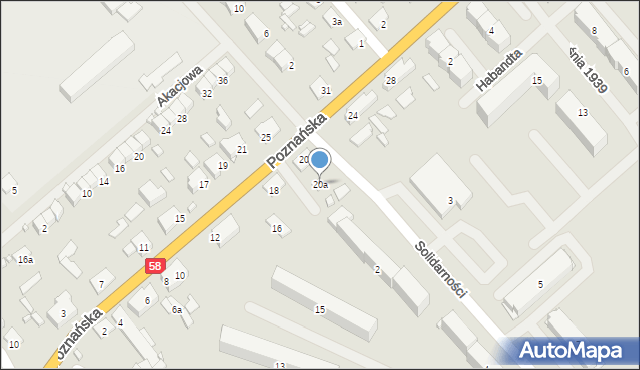 Szczytno, Poznańska, 20a, mapa Szczytno