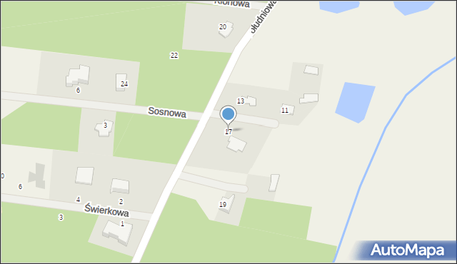 Szerominek, Południowa, 17, mapa Szerominek