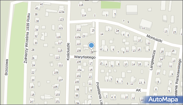 Szydłowiec, Powstania Listopadowego, 19, mapa Szydłowiec