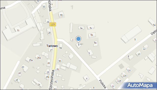 Tanowo, Policka, 3, mapa Tanowo