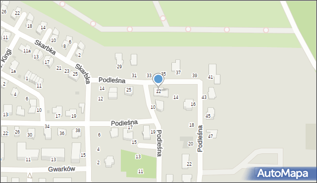 Tarnobrzeg, Podleśna, 12, mapa Tarnobrzegu