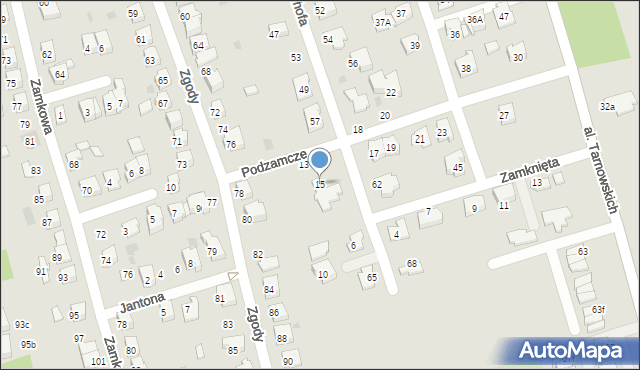 Tarnów, Podzamcze, 15, mapa Tarnów