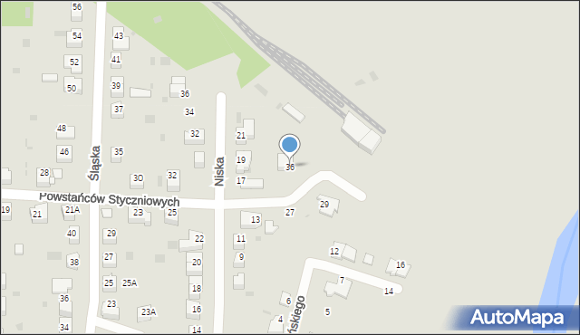 Tarnów, Powstańców Styczniowych, 36, mapa Tarnów