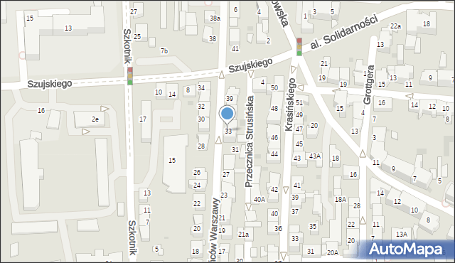 Tarnów, Powstańców Warszawy, 33, mapa Tarnów