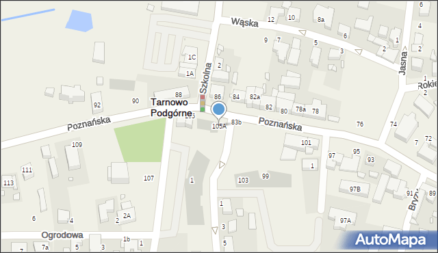 Tarnowo Podgórne, Poznańska, 105A, mapa Tarnowo Podgórne