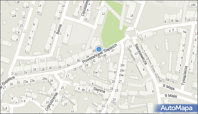 Tarnowskie Góry, Powstańców Śląskich, 33, mapa Tarnowskie Góry