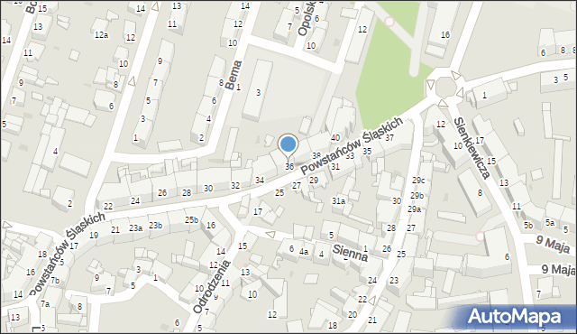 Tarnowskie Góry, Powstańców Śląskich, 36, mapa Tarnowskie Góry