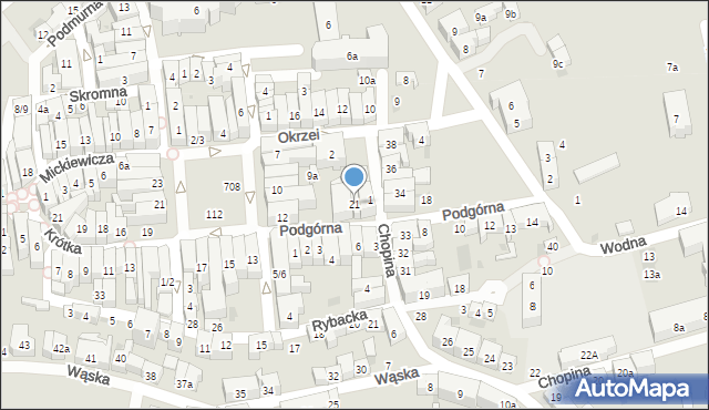 Tczew, Podgórna, 21, mapa Tczew