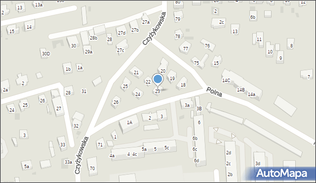 Tczew, Polna, 23, mapa Tczew