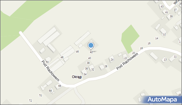 Tęgoborze, Pod Rachowem, 42, mapa Tęgoborze