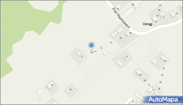 Tęgoborze, Pod Rachowem, 74, mapa Tęgoborze