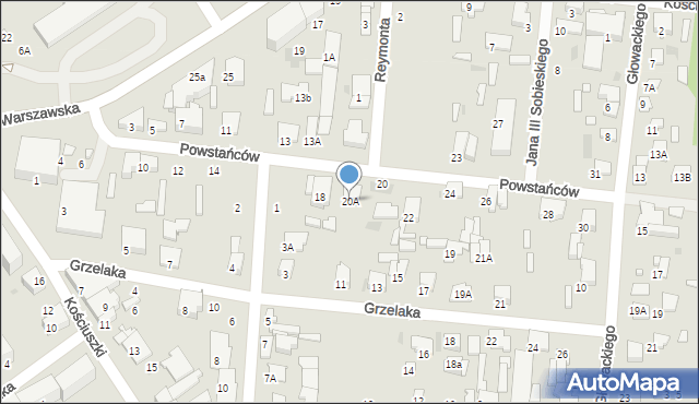 Tłuszcz, Powstańców, 20A, mapa Tłuszcz