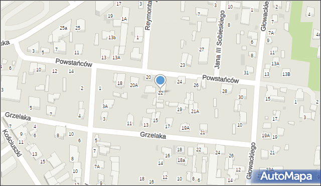 Tłuszcz, Powstańców, 22, mapa Tłuszcz