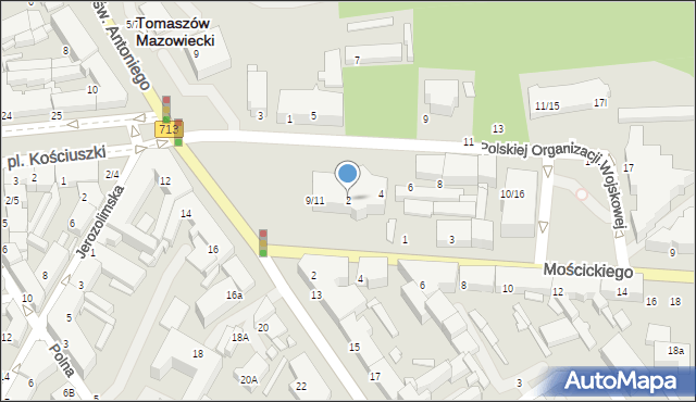 Tomaszów Mazowiecki, Polskiej Organizacji Wojskowej, 2, mapa Tomaszów Mazowiecki