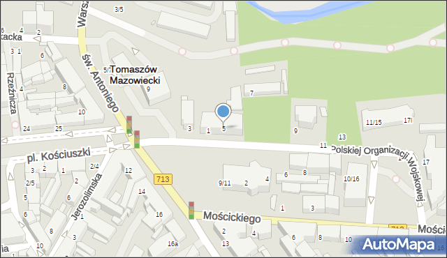Tomaszów Mazowiecki, Polskiej Organizacji Wojskowej, 5, mapa Tomaszów Mazowiecki