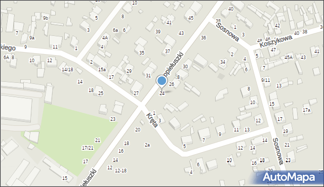Tomaszów Mazowiecki, Popiełuszki Jerzego, bł. ks., 24, mapa Tomaszów Mazowiecki