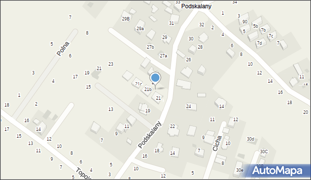 Tomaszowice, Podskalany, 23, mapa Tomaszowice