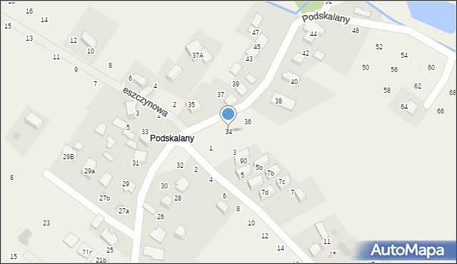 Tomaszowice, Podskalany, 34, mapa Tomaszowice