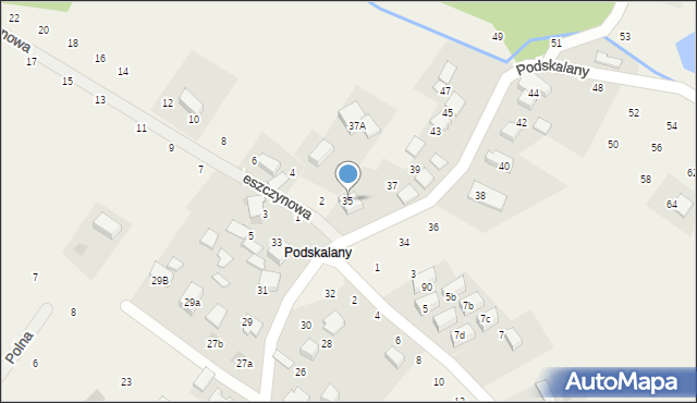 Tomaszowice, Podskalany, 35, mapa Tomaszowice