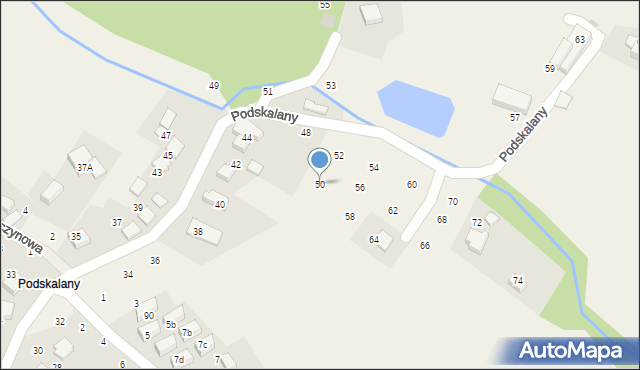 Tomaszowice, Podskalany, 50, mapa Tomaszowice