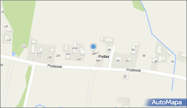 Tomice, Podlesie, 100, mapa Tomice
