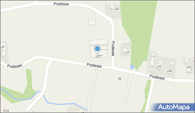 Tomice, Podlesie, 115, mapa Tomice