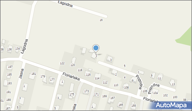 Tomice, Pogodna, 1, mapa Tomice