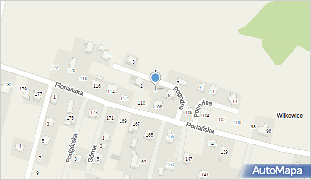 Tomice, Pogodna, 4, mapa Tomice